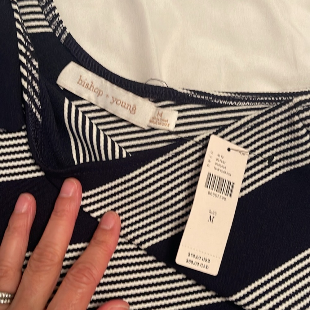 Bishop + Young One-Shoulder Tie Tank Navy Stripe from Anthropologie - Picture 9 of 10